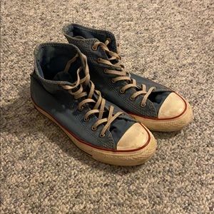 Blue pre washed converse